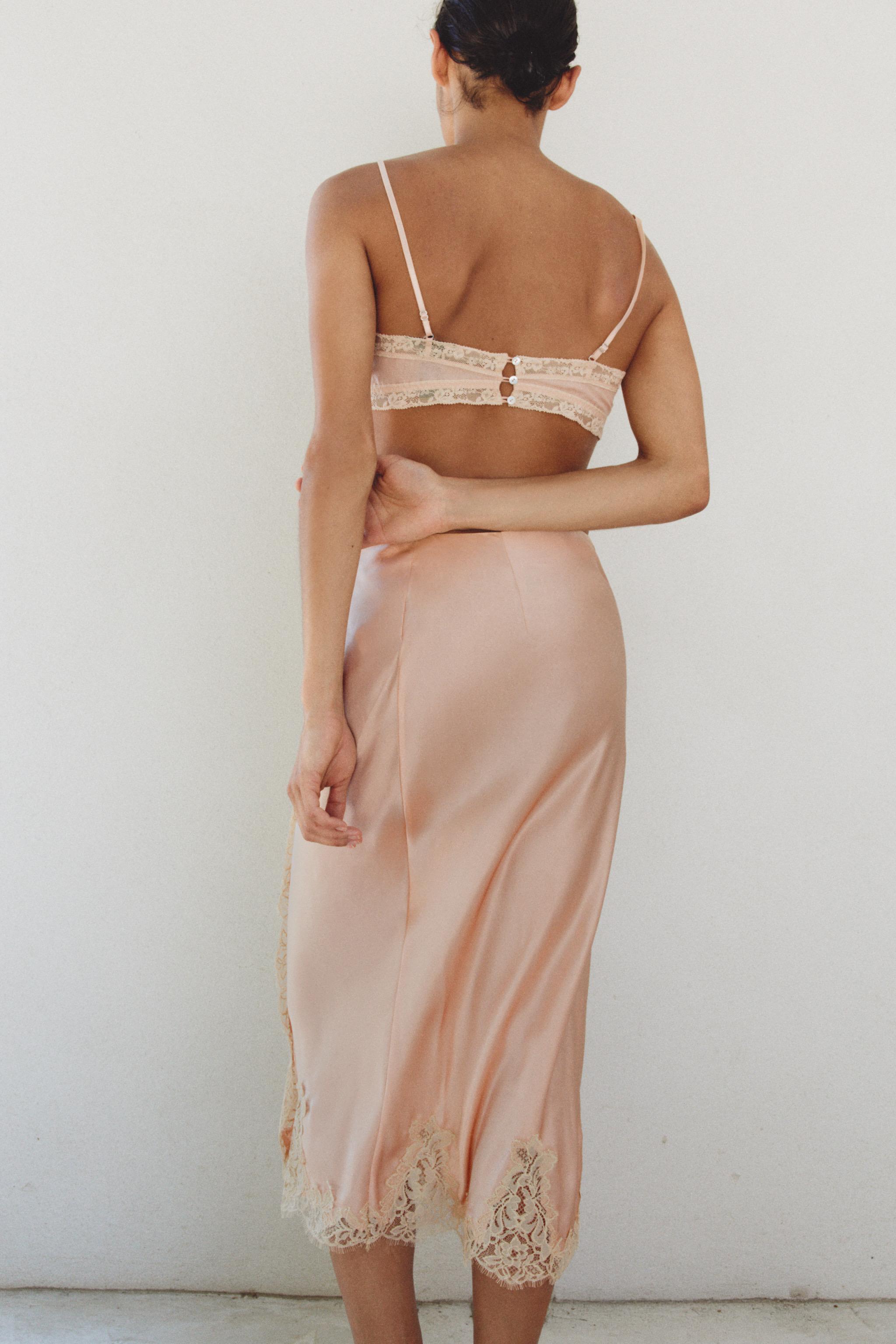 100% SILK LACE MIDI SKIRT